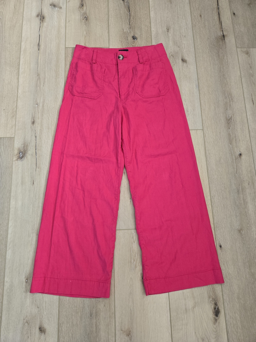 Maeve The Colette Pink High-Rise Wide-Leg Cropped Pants Women's Size 28